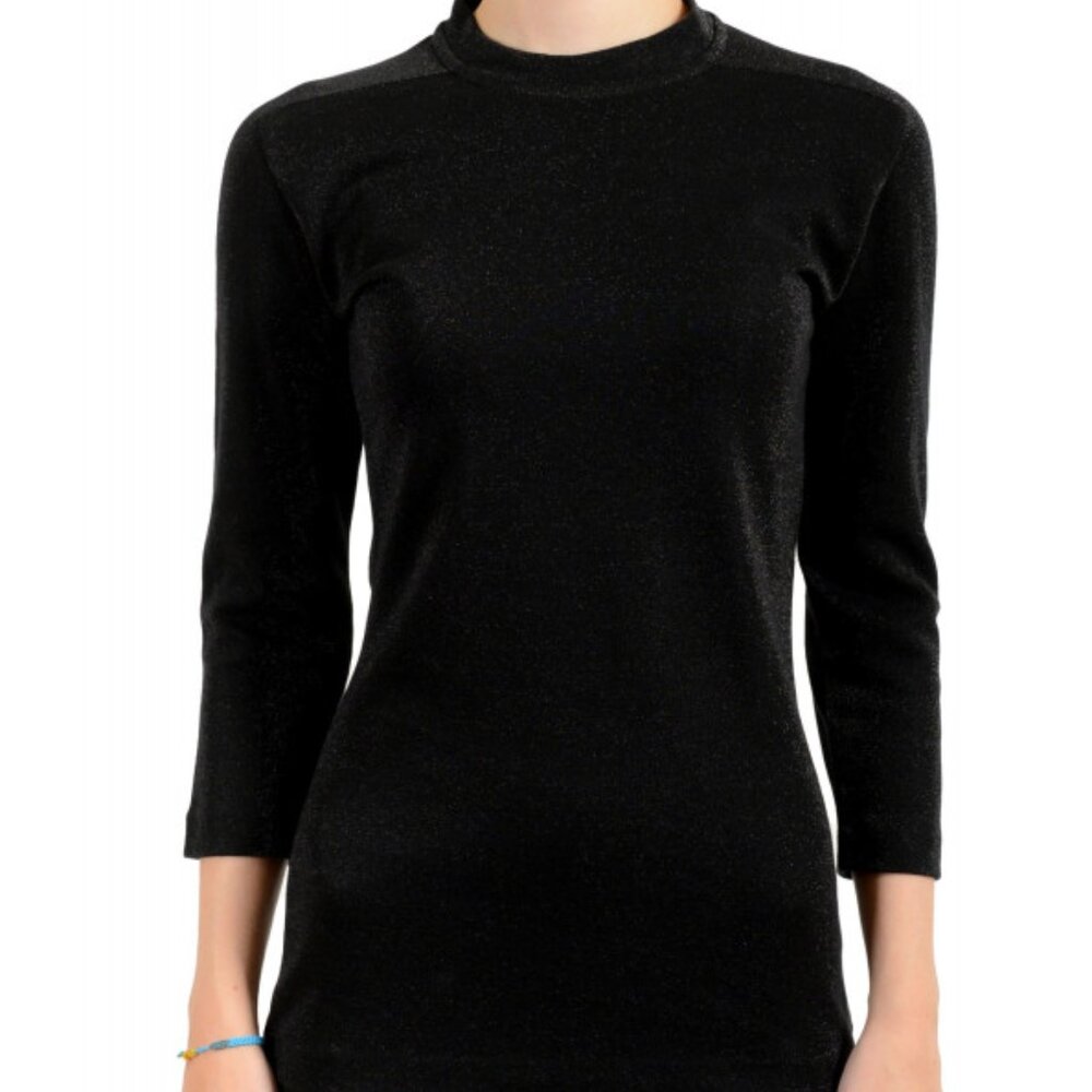 NWT Hugo Boss Black Shimmery Sweater Top 3/4 Sleeve Pullover sz L